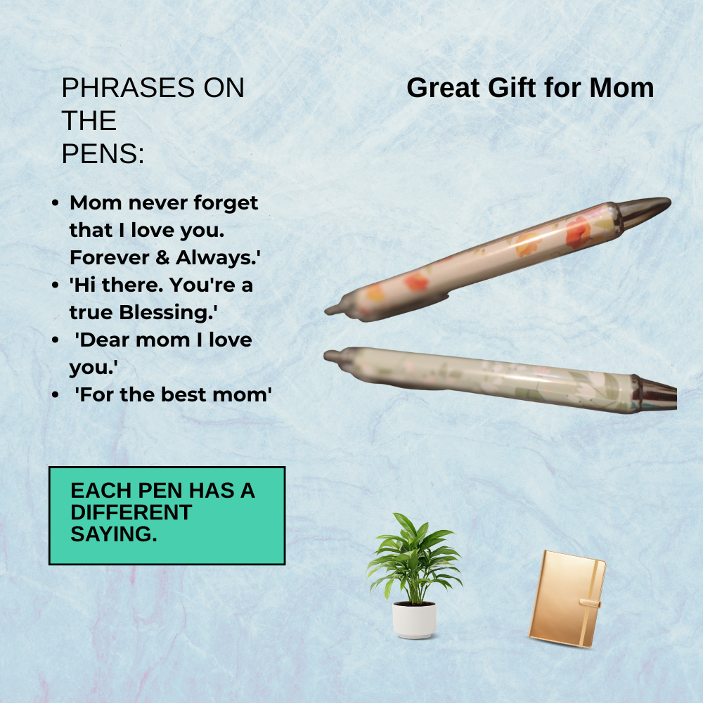 Set of 4 Ballpoint Pens with Heartfelt Sayings - Great Gift for Mother's Day
