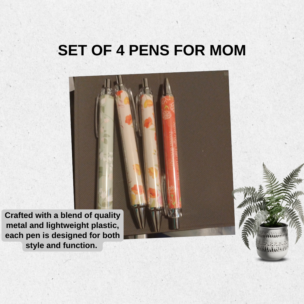 Set of 4 Ballpoint Pens with Heartfelt Sayings - Great Gift for Mother's Day