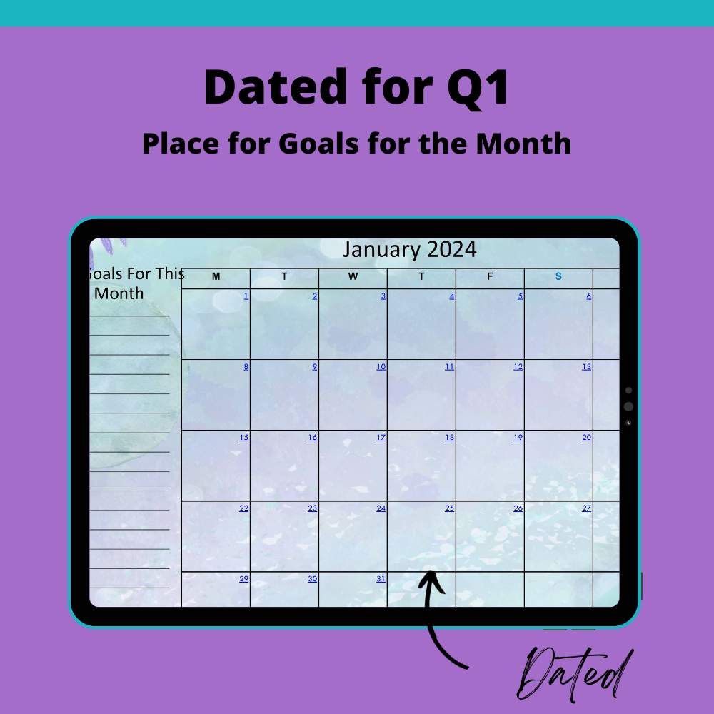 Digital 2024 Quarterly Planner - Dated for Q1