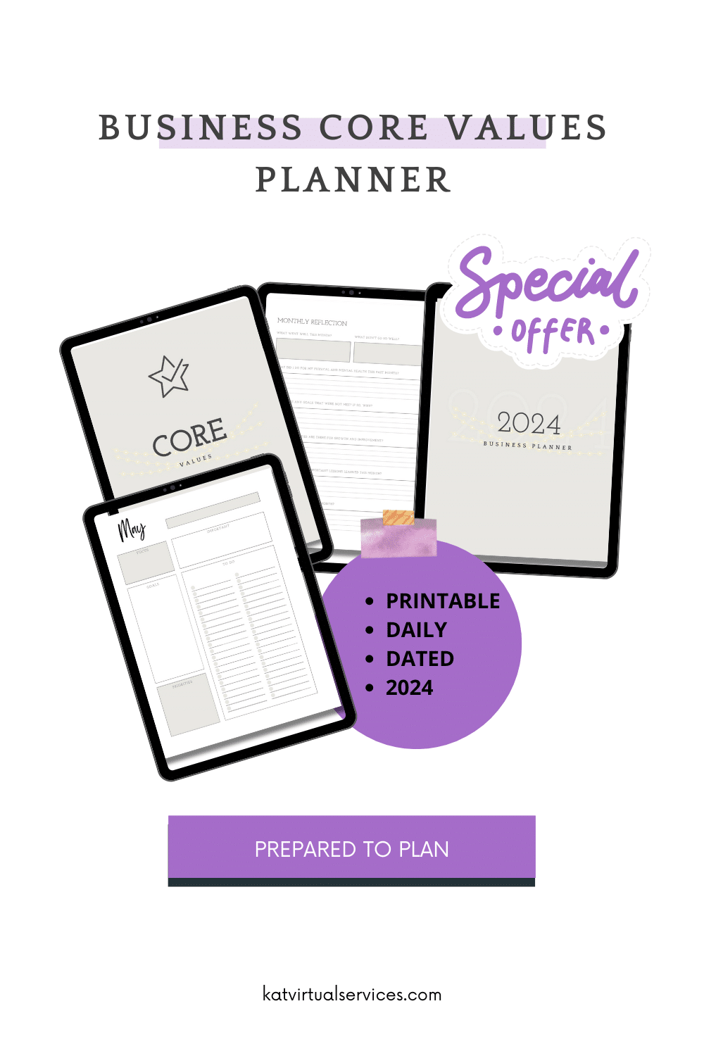 2024 Core Values Business Planner! Printable, Daily Version