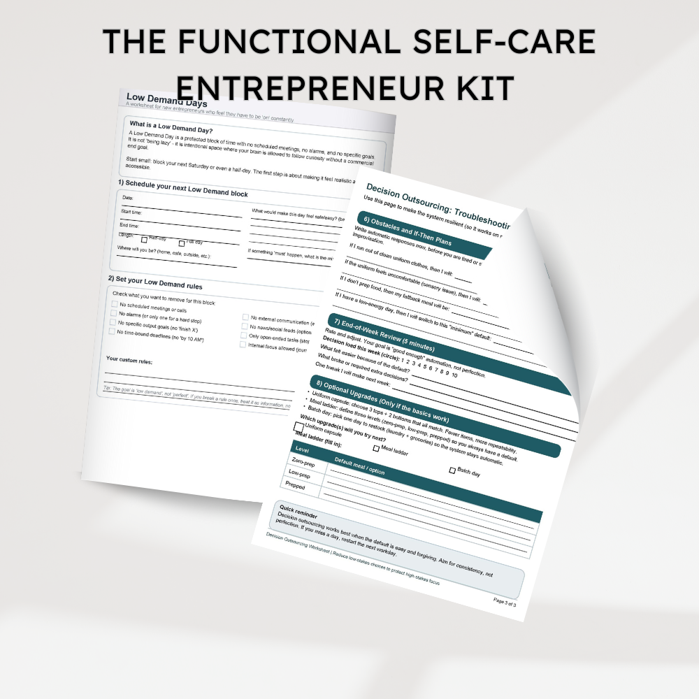 Functional Self-Care Entrepreneur Kit - Set of 5 worksheets